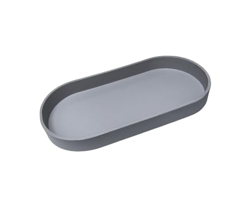 Gray Small Tray (11.8 inch), Oval Tray for Kitchen Counter, Bathtub Bathroom Vanity Items, Countertop Organizer, Coffee Accessory, Bar, Serving Seasoning, Salt and Pepper, Soap, Perfume. - color: Gray, size: 11.8" x 5.9" x 1.2"