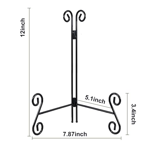 Plate Stand, 12 Inch Plate Holder Display Stand 2 Pack, Black Metal Picture Stand Picture Frame Easel for Home Office Exhibition Reception - size: 12 Inch - 2Pack
