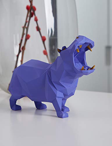 HAUCOZE Hippo Statue Animal Sculpture Figurine Modern Home Decor Table Art Gift for Bedroom Living Room Purple Polyresin 7.1 Inch - color: Purple