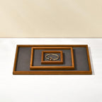 Jewelry Display Tray for Ring Earrings Necklace Bangle Solid Wood Jewelry Dish Tray Catchall(L,Grey) - color: Grey, size: 35 * 24 * 1.5cm