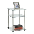 Convenience Concepts Designs2Go Classic Glass 3-Tier End Table 23.75" - Modern Stainless Steel Display with Storage Shelves for Living & Family Room, Bedroom, Bathroom, Office, Glass/Chrome