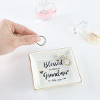 HOME SMILE Mother's Day Gifts for Grandma,Grandmother Ceramic Ring Jewelry Dish Tray Plate for Birthday Valentine's Christmas-Blessed to Have A Grandma Like You - style: Blessed to Have Grandma Like You