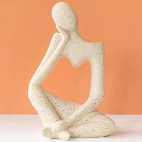 Arawat White Thinker Ceramic Flower Vase for Home Decor Modern Cute Boho Vases for Table Room Decor Unique Aesthetic Vase Ceramic Decorative Vases for Centerpieces Birthday Gifts for Women Men - color: # B Beige Ceramic Flower Vase for Room Decor