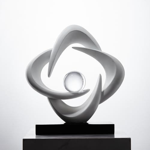 FJS Abstract Art Statues for Home Decor, White 4 Pointed Star Sculpture, 10.8" H Modern Coffee Table Bookshelf Decor Accents, Decorations for Living Room Dining Room Office Hotel (White) - color: B-white