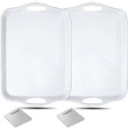 KAQAHIDO Large Melamine Serving Trays for Eating, 17.5’’ x 12’’ Serve Platter for Appetizer, Charcuterie, Food, Snack, Cupcakes, Dessert, BPA-Free, Dishwasher Safe Tray, Set of 2, White - color: White