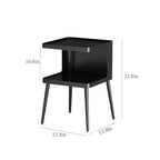 Black Modern Side Table, 2 Tier Small End Tables Bedroom, Metal Side Tables Living Room with 4 Legs, Black Nightstand Square Accent Table for Indoor Outdoor, Easy Assembly - color: Black, style: Rectangular