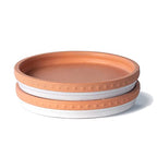 YBX 8-inch Plant Saucer Premium Terracotta Saucer Round Ceramic Plant Trays, Pack of 2 (White/Terracotta) - color: White/Terracotta