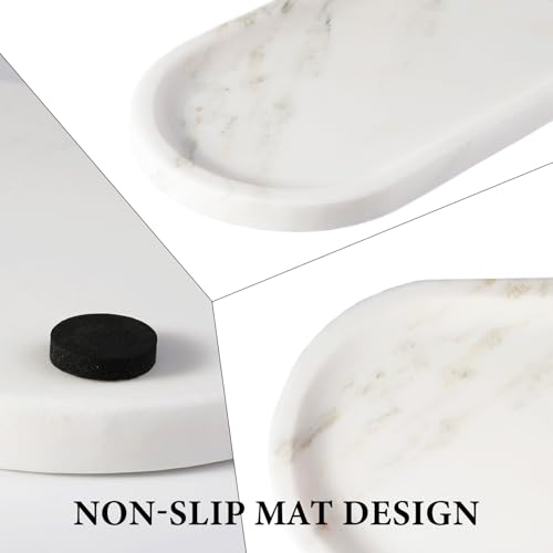 Koville Natural Marble Tray for Bathroom Countertop, Marble Storage Trays for Perfume, Cosmetics, Jewelry, Vanity Tray Stone Trays for Kitchen, Decorative Tray for Dresser Organizer(Calacatta White) - color: Oriental Calacatta White, size: 12" x 6" x 0.7"