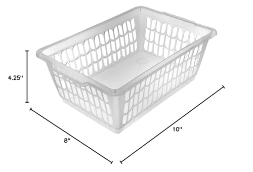 YBM HOME Plastic Perforated Storage Basket Bin Office Drawer, Shelf Desktop Countertop Tray Organizer 32-1188 (1, Clear) - color: Clear, size: Pack of 1