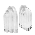 Kitcom Decorative Bookends for Books, Set of 2, Heavy Duty Book Holders Stopper for Shelves, Bookshelf, Bookcase, Office Desk, Home Decor, Aesthetic Layered Arch Design, Clear