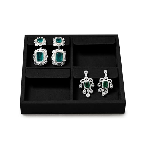 Oirlv Microfiber 4 Slots Jewelry Earring Display Tray Stackable Modular Jewelry Organizer - style: P13703