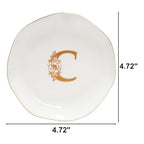 Ceramic Jewelry Tray Initial Ring Dish Personalized C-Monogrammed Engagement Wedding Gifts,Decorative Jewelry Holder for Friends,Sister,Birthday Mother's Day Christmas for Women,Ceramic White - style: C