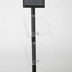 M&T Displays Free Standing Aluminum Display Stand Single Sided Document Brochure Sign Holder Front Loading Portrait Landscape Black Snap Frame 1x(11x17) 2 pcs Clear Acrylic Shelves 8.5x11 Inch - color: Black