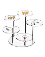 QWORK Round Acrylic Products Display Riser Stands, 5 Tier Displaying Risers Display Stands for Rings Earrings and Mini Figurines, Clear 1 Pack
