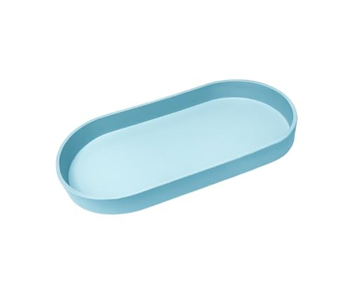 Blue Small Tray (11.8 inch), Oval Tray for Kitchen Counter, Bathtub Bathroom Vanity Items, Countertop Organizer, Coffee Accessory, Bar, Serving Seasoning, Salt and Pepper, Soap, Perfume. - color: Blue, size: 11.8" x 5.9" x 1.2"