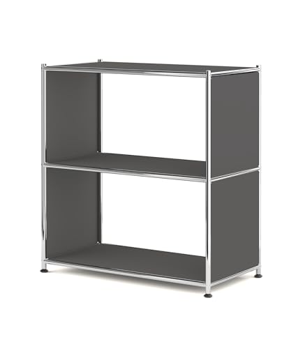 32-Inch 2-Tier Metal Bookcase, Open Shelf Storage Organizer for Living Room, Bedroom, Side Table or Nightstand Use, Modern DIY Assembly, Grey - color: Matt Grey