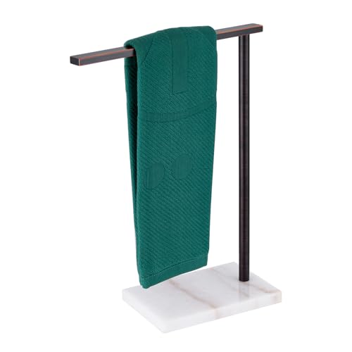 Hand Towel Holder for Bathroom Vanity Countertop 1-Tier Towel Rack Free Standing with Heavy Marble Base, Oil Rubbed Bronze Stainless Steel AN7002ORB - color: Oil Rubbed Bronze, size: 1-Bar