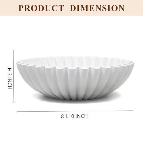 YMXYJM Large Decorative Bowl, Modern Handicraft Bowls for Home Decor, Decorative Fruit Bowl for Kitchen Counter, Ruffle Bowl Decor, Stylish Key Bowl for Entry Table, White - color: White
