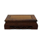 CVHOMEDECO. Primitives Rustic Rosewood Rectangle Display Stand Vase Pot Base Fishbowl Pedestal Stand. (6-1/2 Inch) - size: 6-1/2"L