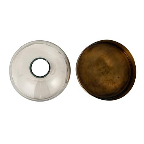 Creative Co-Op Sophisticated Glass Cloche with Metal Tray, Clear and Antique Brass - color: Antique Brass
