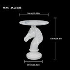Modern Accent Table Living Room Horse Statue White Contemporary‌ Faux Marble Night Stand Side Table with Horse Head Base Reception Area & Bedroom（Width 19.69" ——Tall 24.8"） - style: White horsehead table