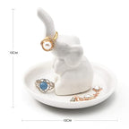 PUDDING CABIN White Elephant Gifts for Women, Wedding Ring Holder Dish, Elephant Gifts for Women Mom Friends, Aunt, Sisters, Birthday Engagement Bridal Shower Mothers Day Xmas Gift - style: Elephant White