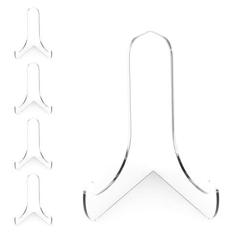 Boloyo 60-Degree Angle Acrylic Plate Display Stand , 6 Inch 5PC Clear Acrylic Display Holder Easel Base for Home Office Kitchen School Art Display - color: 60-Degree Angle, size: 6 inch(5PC)