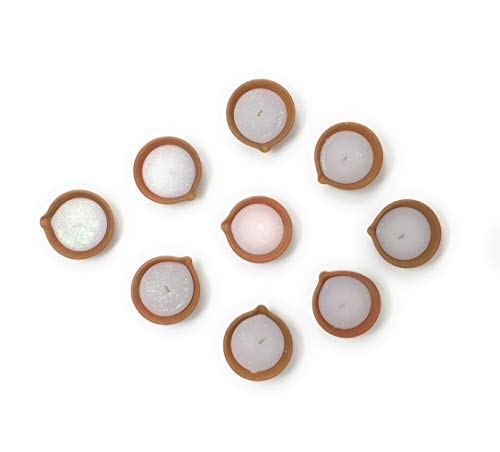 Serene Spaces Living 5-Hour Candle in Handmade Terracotta Pot by CPAA, Ideal for Lighting at Christmas, Set of 9
