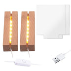 2Pcs 6" Wood LED Light Base with Blank Acrylic Sheet Clear Cast Plexiglass for LED Light Base Signs DIY Display Projects Craft-Warm Light - color: Warm Light, size: 2PC 6" + AS