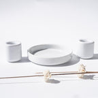 Unity Candle Holders and Vase Set, White Porcelain Candleholders for Taper Candles and Vase for Pillar Candle, Set of 3, Minimalist Round Ceramic Candle Holders, Great for Wedding Candle Set