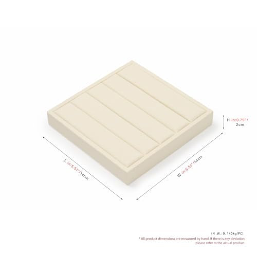Oirlv Microfiber Velvet Ring Display Stand Small Ring Tray Showcase Jewelry Display Home Organizer(Beige) - color: Rings P13413