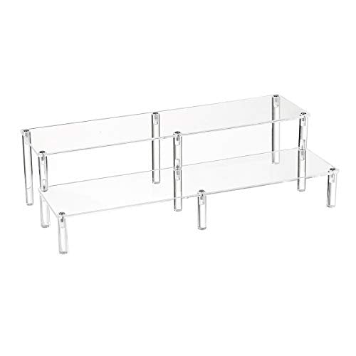BYCY 2 Tier Clear Acrylic Display Stand Cupcakes Holder, Dessert Display Riser for Great Event, Birthday Party, Wedding Party ( 1 Pack - 16" X 6.9" X 4.25" )