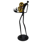 Modern Abstract Cast Iron Sculpture with Golden Spheres – 16.2 in Tall Handmade Minimalist Figurine Art for Home Office Decor, Industrial Desktop Ornament Gift (Black)