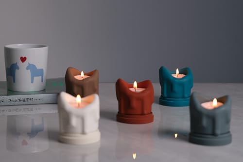 Handcrafted Tealight Candle Holder Designed as a Melting Candle; Handmade Tea Light Candle Holder; Bathroom, Living Room Mantel, Entryway, Buffet and Dining Table Decoration Peacock Blue - color: Peacock Blue
