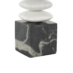 Deco 79 Marble Abstract Decorative Sculpture Stacked Stone Home Decor Statue with Black Block Base, Accent Figurine 3" x 4" x 12", White - size: 3" x 4" x 12"