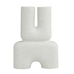 Deco 79 Ceramic Abstract Dual Opening U-Shaped Vase with Glossy Speckled Texture, 11" x 4" x 15", White - color: White
