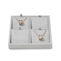 Microfiber 4 Slots Jewelry Pendant Display Tray Jewelry Necklace Organizer Display Tray(Gray) - size: 5.49" x 5.5" x 0.78"