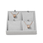 Microfiber 4 Slots Jewelry Pendant Display Tray Jewelry Necklace Organizer Display Tray(Gray) - size: 5.49" x 5.5" x 0.78"