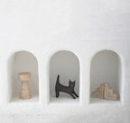 Chagoart Book Ends for Shelves-Concrete Heavy Duty Bookends-Book Stopper- Decorative Bookends for Heavy Books-Travertine Marble Look Book Ends Unique -Scallop Stone Bookends (Travertine)