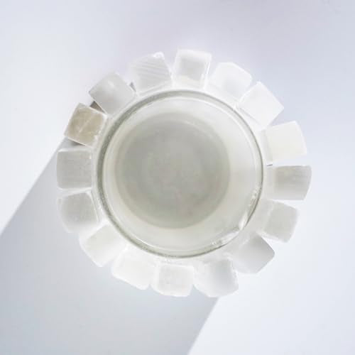 Natural Selenite Candle Holder for Tea Lights Irregularly Arranged Selenite Wand Candlesticks - Elegant Home Decor (Round Candle Holder)