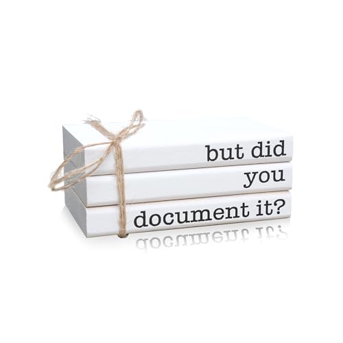 Funny Cute Office Desk Decor, Rustic Wooden Book Stack for Shelf Table Decoration - But Did You Document It Sign - color: But Did U