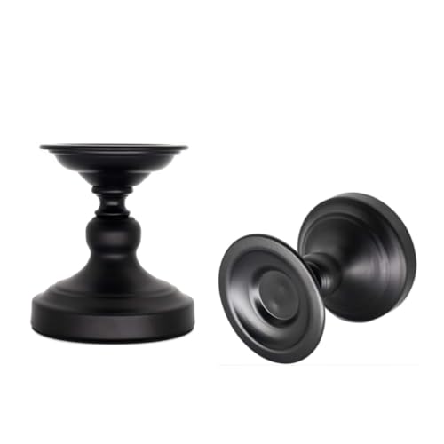 Metal Black Candle Holder for Pillar, Iron Candlestick Holder Stand for Home Coffee Decor Decorations, Table Centerpiece, Wedding Reception (2 Pack)