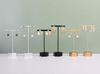 GemeShou Black Metal 2pcs Earring Display T Stand for Show, T Bar Jewelry Holder Tree for Retail Photography 【Black-Hexagon Base 2pcs Height 4.5" and 5.3"】 - color: B1/Black Hexagon Base 2pcs Height 4.5" and 5.3"