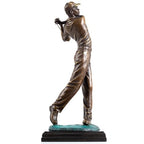 22.8'' Golf Man Bronze Statue, Classical Golfer Bronze Figurine Sculpture with Marble Base Modern Art Crafts for Home Office Decor Gift - size: 22.8"Man