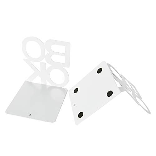 Book Ends - Decorative Metal Book Ends Supports for Bookrack Desk,Books, Unique Appearance Design,Heavy Duty (White) - color: White, size: 1 pair
