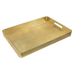 MAONAME Gold Decorative Tray with Handles, Foil Serving Tray for Ottoman, Rectangular Coffee Trays for Living Room, Bathroom, 16.7" L x 11.8" W x 1.6" H - size: 16.7" x 11.8" x 1.6"