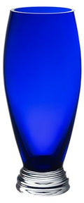 Barski - Handmade Glass - Footed Round Vase - Cobalt - 10" H (10 Inches High) Made in Europe
