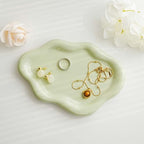 Gifts For Women Green Cloud Ceramic Jewelry Dish Tray, Vanity Ring Dish Ceramic Trinket Ring Holder, Room Decor Aesthetic,Decorative Cloud Vanity Key Tray Present for Wife Mom Daughter (Cloud-Green) - style: Cloud-Green