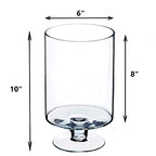 CYS EXCEL Glass Hurricane Pillar Candle Holder (H:10" W:6") | Multiple Size Choices Short Stem Candle Centerpieces | Stemmed Glass Cylinder Candle Vase - size: H-10" W-6"