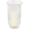 Deco 79 Glass Decorative Candle Holder Ribbed Candle Stand with Elevated Base, Candlestick Holder 6" x 6" x 11", Clear - size: 6" x 6" x 11"